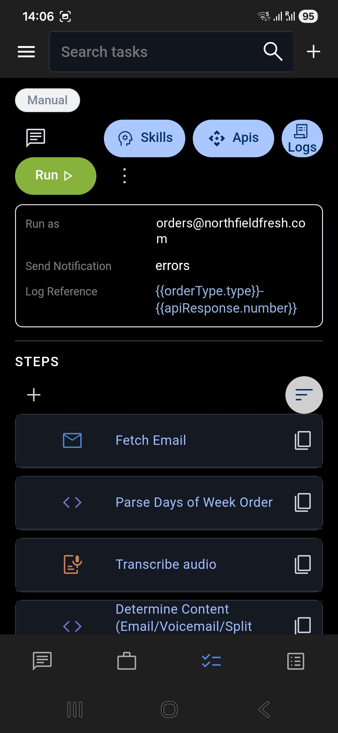 Tasks on iMothership for Android
